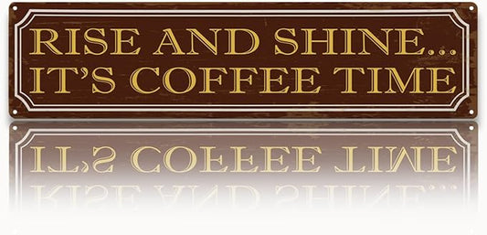 Coffee Time Metal Tin Signs, Coffees Lover Home Decor for Kitchen Bedroom Dining Room, Farmhouse Cafe Decors, Decorative Metal Wall Signs 15.8x4 Inches by Unknown