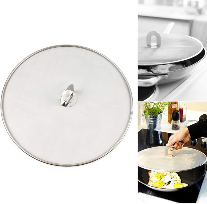 9.84" Stainless Steel Splatter Screen - Folding Handle Design Oil Splatter Guard & Multi-Use Kitchen Tool for Home Cooks & Professional Chefs - Image 5