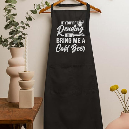 SANDJEST Funny Mens Aprons with Pockets for BBQ Grilling Cooking Grandpa Husband Apron for Birthday Christmas Father's Day