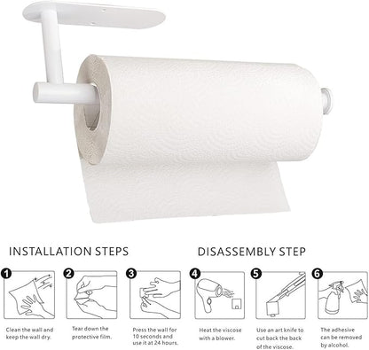 Paper Towel Holders,Paper Towels Rolls - for Kitchen,Paper Towels Bulk- Self-Adhesive Under Cabinet,Both Available in Adhesive and Screws,Stainless Steel Paper Towel Holder(White) - Image 6