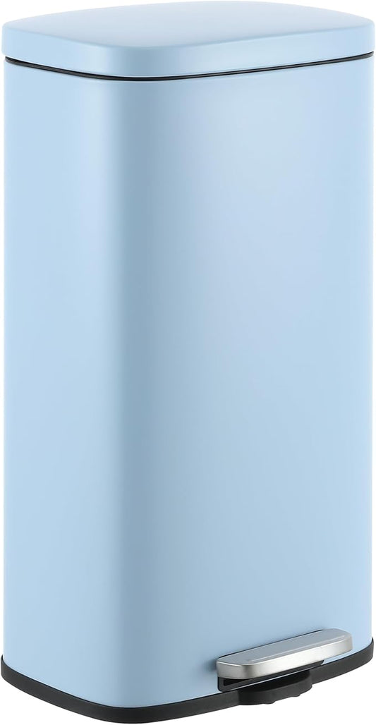 happimess HPM1011G Curtis 8-Gallon Step-Open Trash Can, Fingerprint Resistant, Modern, Minimalistic for Home, Kitchen, Laundry Room, Office, Bedroom, Bathroom, Tide Pool Blue by Happimess