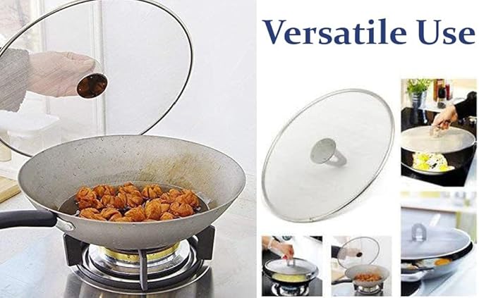 Stainless Steel Mesh Splatter Screen Set, 6-9 inch, 4 Piece Net Lid Covers for Cooking Steel Net Cover Food Cover/Milk cover/Multipurpose Net Lid Set