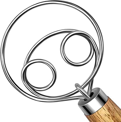 TEEVEA Danish Dough Whisk Stainless Steel Wooden Handle for Sourdough Pizza Bread Baking by TEEVEA