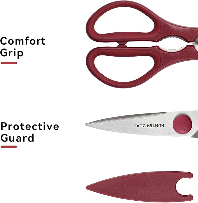 Kitchen Scissors for Food, HUNTER.DUAL Heavy Duty Come Apart Poultry Shears for Cooking, All Purpose for Cutting Chicken, Meat, Fish & Vegetables (Red, 8.35 Inch) - Image 6