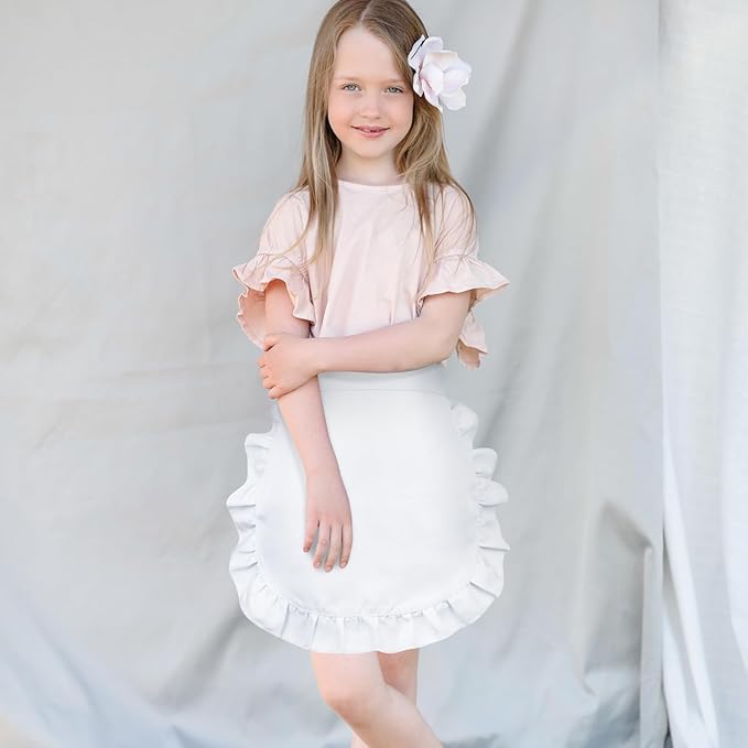 2Pcs Kids White Waist Apron Half Apron Puffy Tight Costume Kitchen Party Favors for Kids Women