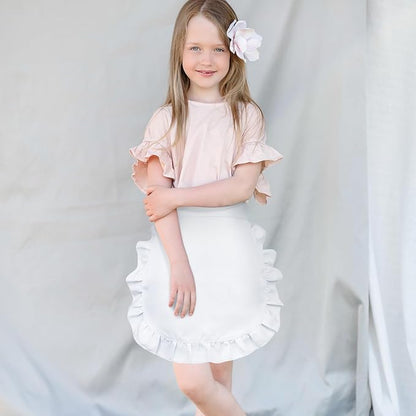 2Pcs Kids White Waist Apron Half Apron Puffy Tight Costume Kitchen Party Favors for Kids Women