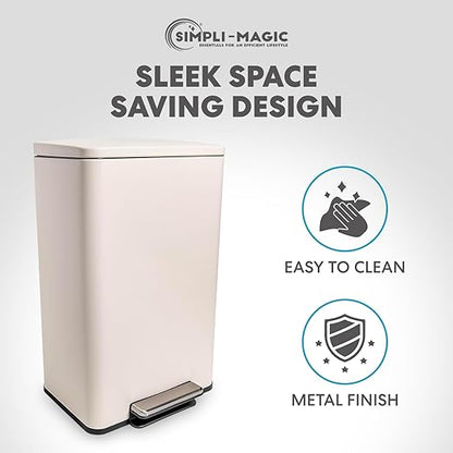 Simpli-Magic 50 Liter / 13.2 Gallon Soft-Close, Smudge Resistant Trash Can with Foot Pedal and Built in Filter- White Color - Image 7