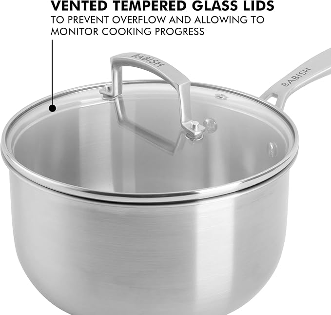 Babish Stainless Steel Saucepan 3.5 Quart Triply Professional Grade Cookware Durable Even Heat Distribution Sauce Pan with Handle for Cooking Boiling Sauces Soups and Everyday Kitchen Use - Image 5