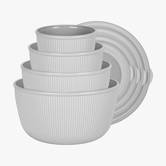 BoxedHome Nesting Plastic Mixing Bowls, BPA-Free Plastic, Microwave and Dishwasher Safe, Set of 4, 1.27/2.22/3.38/4.76quart, Grey - Image 9