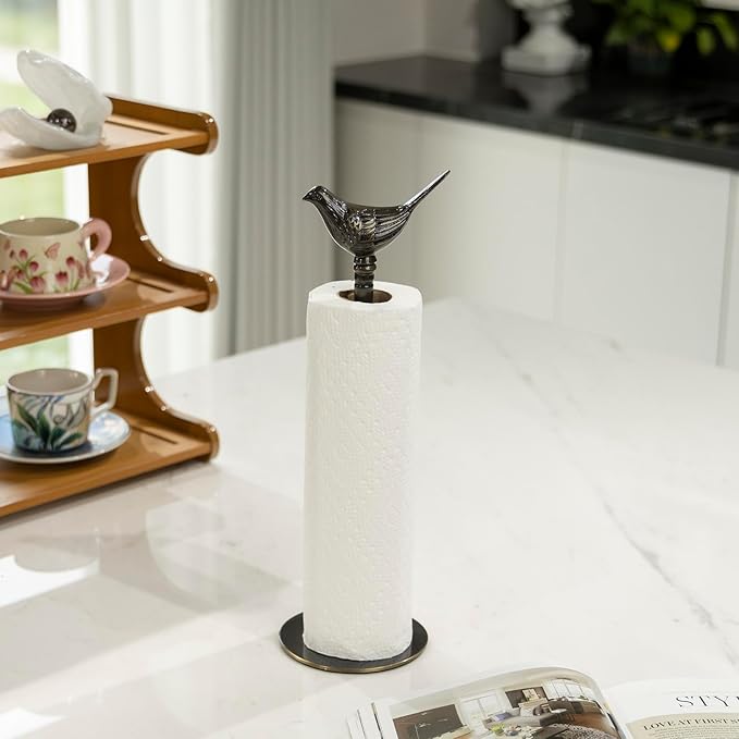 1 Luxurious Brass Paper Towel Holder countertop (Black) - Image 6