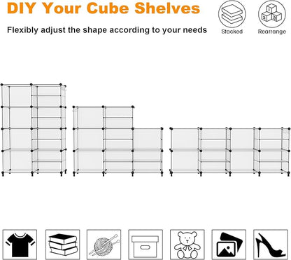 AWTATOS Closet Organizer 8 Cube Storage Shelves Clothes Organizers Closet Storage Stackable Cubby Shelving for Closet Bedroom Living Room Translucent