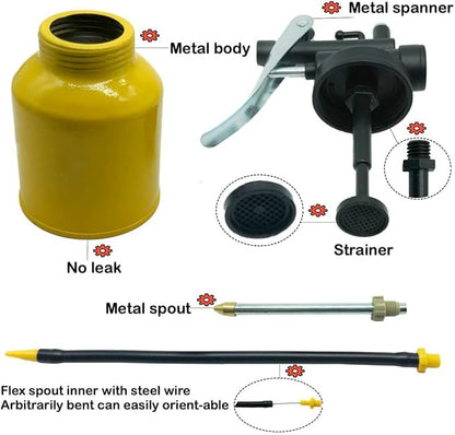 Hand Pump Oiler Can Professional Level 8 oz. Capacity Pump Oiler with Metal & Long Flex Spout - Image 8