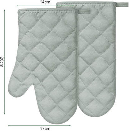 AUAUY Grey Oven Mitts, 1 Pair Kitchen Mittens, 392F Heat Resistant Non-Slip Gloves for Oven, BBQ, Grilling, Cooking, Baking - Infill Cotton - Image 8