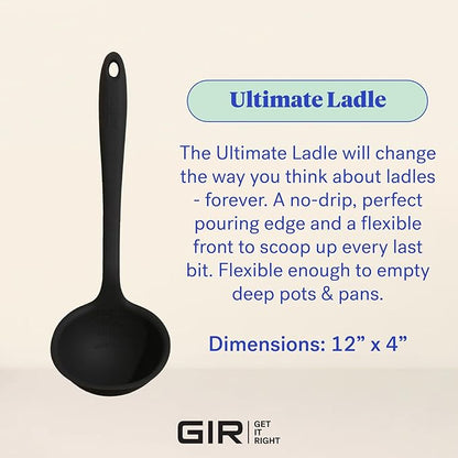 GIR: Get It Right Silicone Ladle Spoon – High Heat Resistant Kitchen Tool, Durable Cooking Utensil for Serving Soups, Stews, Sauces, and Dressings, Ultimate - 13IN - Black - Image 6