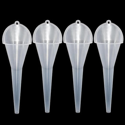 4 Pcs Long Neck Oil Funnel for Automotive, Wide Mouth Plastic Funnel, Long Transparent Funnel for Oil, Gas and Lubricants (4)