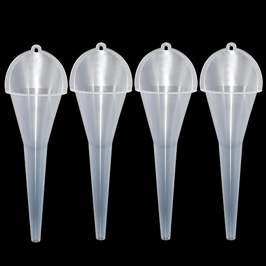 4 Pcs Long Neck Oil Funnel for Automotive, Wide Mouth Plastic Funnel, Long Transparent Funnel for Oil, Gas and Lubricants (4)