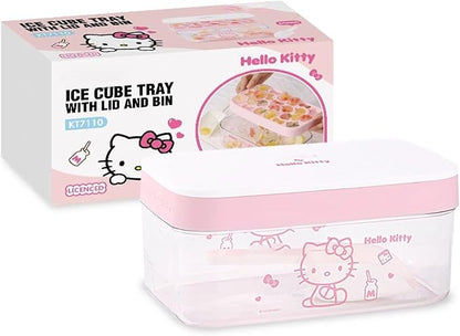 Ice Tray with Lid and Bin and Ice Scoop, Cartoon Silicone Ice Molds, 24 Holes Cute Cat Ice Cube Tray for Drinks, Coffee, Cocktail