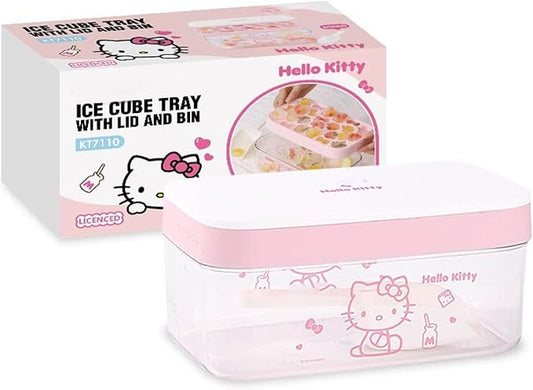 Ice Tray with Lid and Bin and Ice Scoop, Cartoon Silicone Ice Molds, 24 Holes Cute Cat Ice Cube Tray for Drinks, Coffee, Cocktail