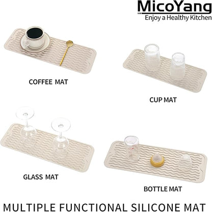 MicoYang Silicone Dish Drying Mat for Multiple Usage,Easy clean,Eco-friendly,Heat-resistant Silicone Mat for Kitchen Counter,Sink,Bar,Bottle,or Cup Tapioca M 17 inches x 6 inches - Image 4