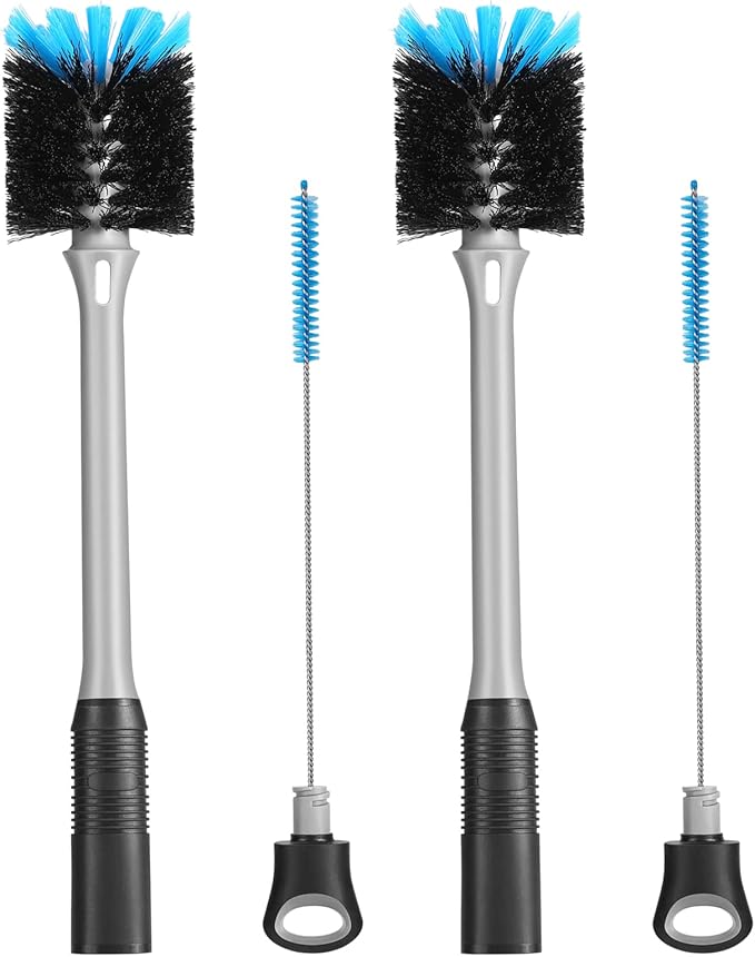 MOSOLAN 2-in-1 Bottle and Straw Cleaning Brush, Long Handle Water Bottle Cleaner Brush for Sports Bottles, Baby Bottles, Mugs, Straws, 2 Pack by mosolan