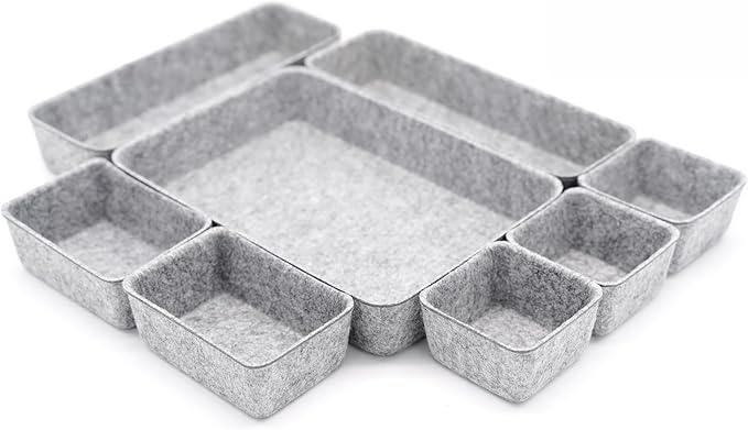 Welaxy Desk Drawer organizers tray Felt storage bins aesthetics room décor for home office dorm closet decluttering minimalist lifestyle (Gray) - Image 7