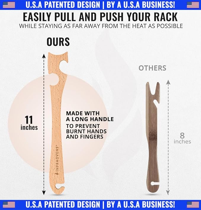 Wooden Oven Rack Puller Stick, Push Pull Tool with Longer Handle Ideal for Kitchen Oven, Convection and Toaster Ovens, Air Fryer and Small Kitchen Appliances by INFRAOVENS - Image 4
