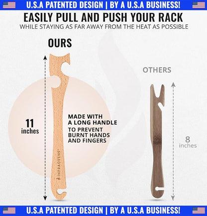 Wooden Oven Rack Puller Stick, Push Pull Tool with Longer Handle Ideal for Kitchen Oven, Convection and Toaster Ovens, Air Fryer and Small Kitchen Appliances by INFRAOVENS - Image 4