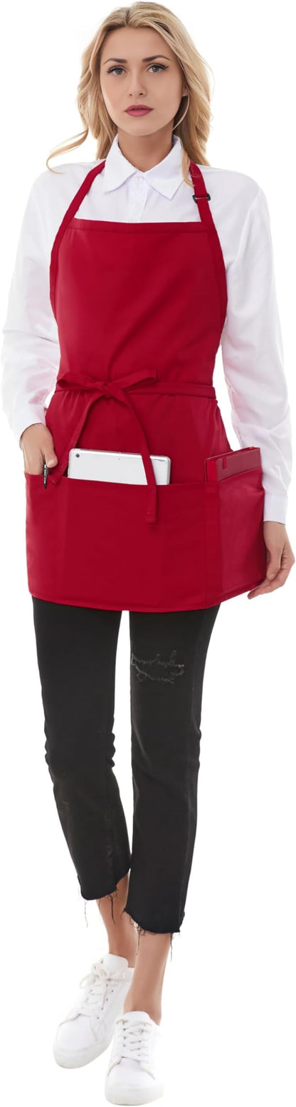 Aprons for Women with 3 Pockets, Server Apron, Aprons for Cooking, Chef Apron, Comfortable Material Adjustable