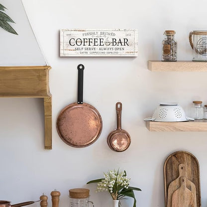 Coffee Bar Sign Decor Rustic Kitchen Canvas Sign Farmhouse Bar Hanging Wall Decor Self Serve Always Open Vintage Plaque Signs for Coffee Station Home Office 6x17 - Image 6