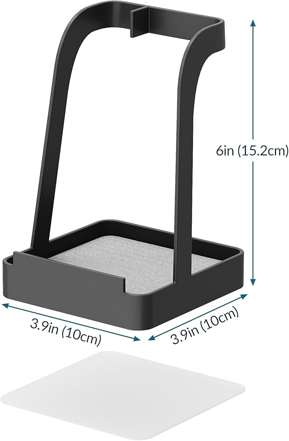NiHome Upgraded Pot Lid and Spoon Rest with Diatomite Absorbent Tray & Silicone Anti-Slip Pad – Sturdy Metal Frame, Multifunctional Ladle Holder for Kitchen Countertop, 3.9"x3.9"x6" (Black) - Image 8