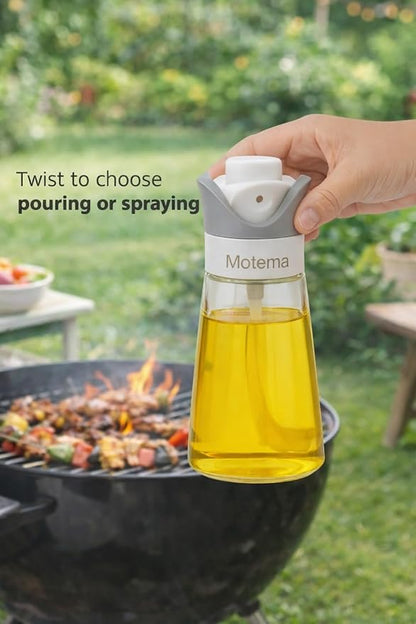 Oil control Dispenser Bottle, Spray & Pour 2-in-1, Precision Olive Oil Sprayer for Healthy Cooking, BPA-FREE,340 ml/12oz, Glass bottle, Leak-Proof, Ideal for cooking, salad, Air Fryer & BBQ
