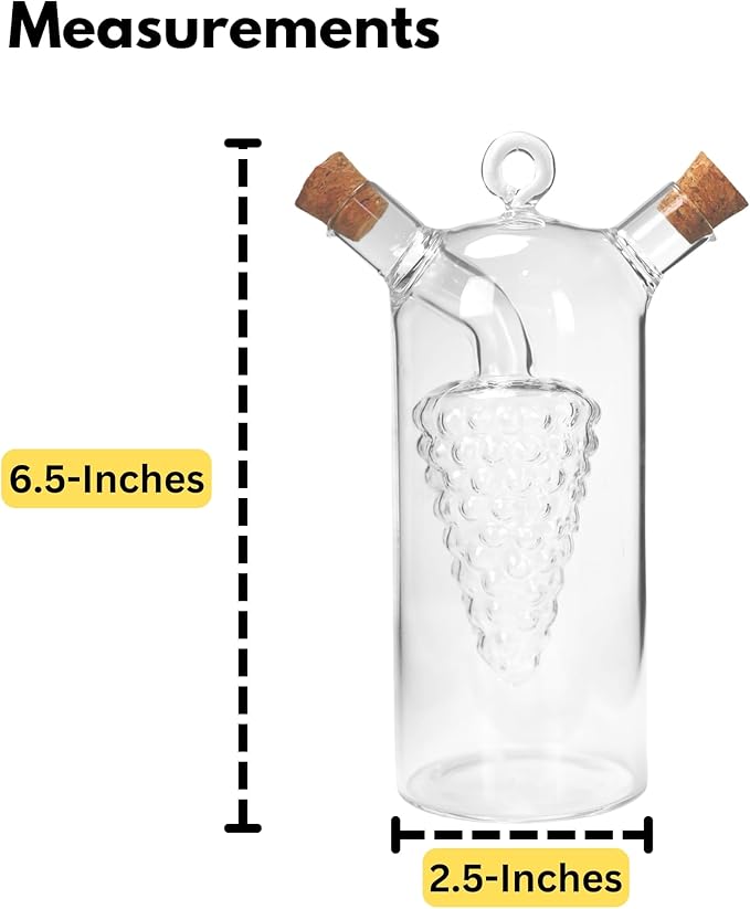 Iconikal 2-in-1 Glass Oil & Vinegar Salad Dressing Cruet Bottle Pourer