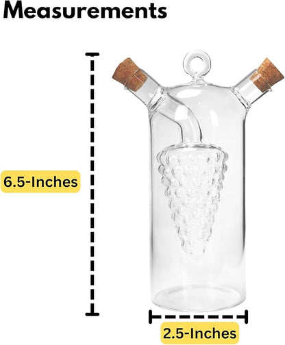 Iconikal 2-in-1 Glass Oil & Vinegar Salad Dressing Cruet Bottle Pourer