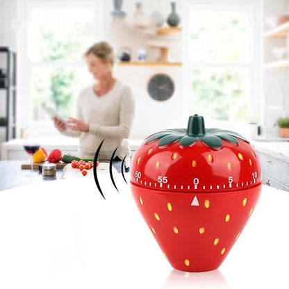 Joyzan Strawberry Shaped Timer, Cartoon Mechanical Time Reminder Cute Fruit Cooking Kitchen Baking Household Manual Precise Countdown 60 Minutes Meal Prep Wake Up Home Study Desktop Classroom