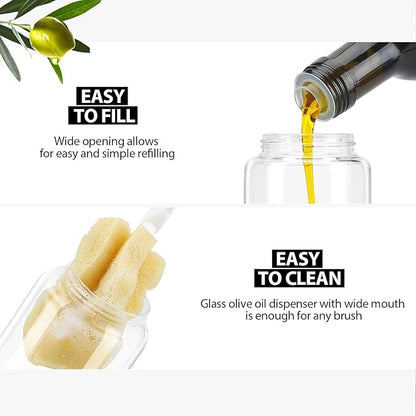 Aelga Olive Oil Dispenser Bottle - Glass Oil Dispenser - Dispenser Bottle for Kitchen with Stainless Steel Spout - Image 3