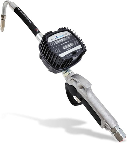 Macnaught Pneumatic Oil Gun with Control Valve 1/2" inch NPT Inlet, Mechanical Meter, Registers in Qts & Totals in Gal. Oil, antifreeze, trans fluid, lubricating oil, synthetic hydraulic oil & more by MacnaughtUSA