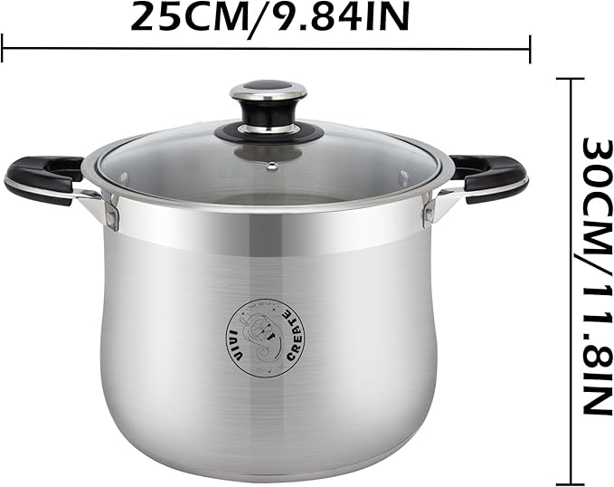 Vivicreate 18.5 Quart Stainless Steel Stock Pot with Lid Large Induction Cooking Pot for Pasta Soup Boiling Stew with Measurement Marks and Handles