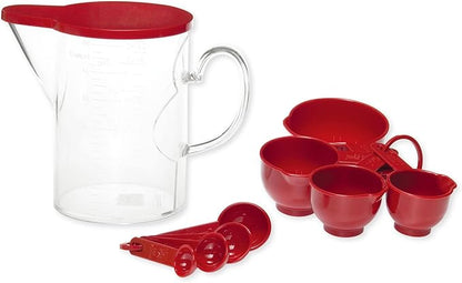 Measuring Cups and Measuring Spoons Set of 10 Pieces, Supreme Housewares Plastic Multi-Purpose Home Essentials Cooking, and Baking Tools BPA Free Dishwasher Safe for Liquid and Dry (Red) - Image 3
