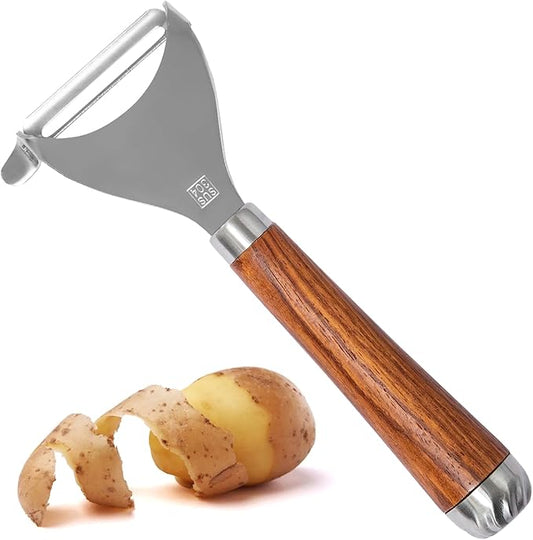 Potato Peeler Wooden Handle, Y Peeler Multifunctional Vegetable Peeler, Rosewood & Stainless Steel, Ultra Sharp Swivel Blade, Fruit & Veggie Peeler, Eye Remover