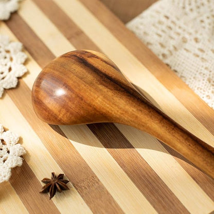 Wood Kitchen Utensils Set, 5 PCs Natural Acacia Wooden Spoons For Cooking for Non-stick Skillet, Utensil set For Cooking With Soup Ladle and Wok Spatulas, Salad fork, Spurtles for Cooking - Image 8