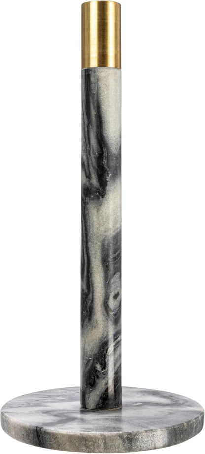 Modern Marble Paper Towel Holder with Brass Detail, Grey - Image 3