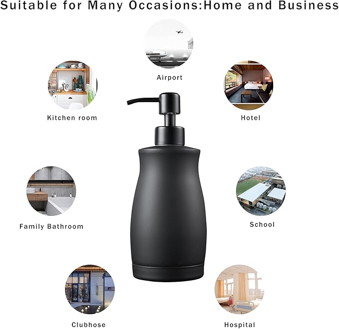 304 Stainless Steel Countertop Black Soap Dispenser Rust Resistant Leak-Proof Liquid Hand Sanitizer Pump with Hopper，for Kitchen Sink, Countertop, Bathroom (13.5oz/400ml) - Image 5