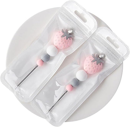 2 PCS Stainless Steel Cookie Scribe Tool with Silicone Handle Strawberry Beaded Tip for Sugar Cookie Fondant Cake Decorating Baking Supplies Cookie Decorating Tools