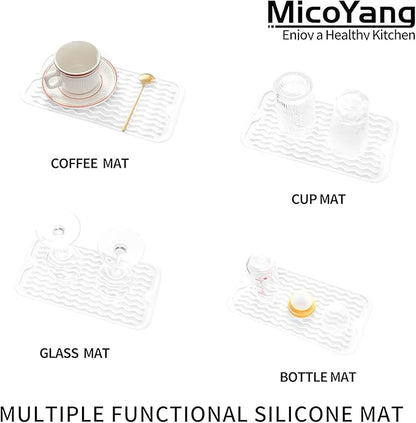 MicoYang Silicone Dish Drying Mat for Multiple Usage,Easy clean,Eco-friendly,Heat-resistant Silicone Mat for Kitchen Counter or Sink,Refrigerator or Drawer Liner White S 12 inches x 6 inches - Image 4