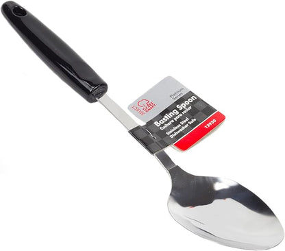 Chef Craft Select Basting Spoon, 12 inch, Stainless Steel/Black (Pack of 2) - Image 2
