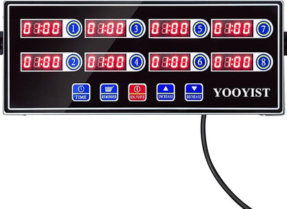 Precision Kitchen Timers for Cooking – 8 Channel Commercial Kitchen Timer Restaurant Kitchen Supplies – Stainless Steel Digital LED Chef Cooking Timer – Reminder Function, Loud Alarm, Black by YOOYIST