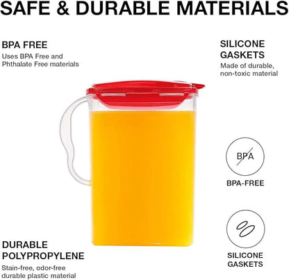 LocknLock Aqua Fridge Door Water Jug | Clear Pitcher | BPA Free Plastic Pitcher with Lid | 3 Quart Pitcher with Lid for Water, Juice, Tea & More Beverages, Red - Image 6