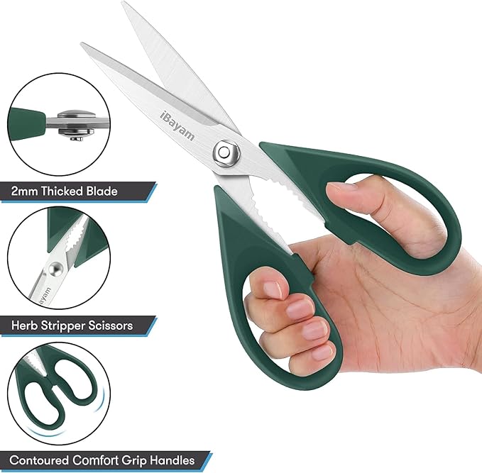 Gifts for Dad from Daughter Son, BEST DAD Tool Shears, iBayam Kitchen Scissors All Purpose Heavy Duty Meat Scissors Poultry Shears, Dishwasher Safe Stainless Steel Utility Scissor - Image 4