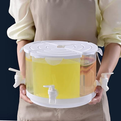 Beverage Dispenser for Fridge, 5.5 L/1.5 Gallon Rotating Plastic Drink Dispenser with Spigot 4 Grids Cold Kettle Refrigerator Iced Lemonade Juice Containers for Daily Use (White)