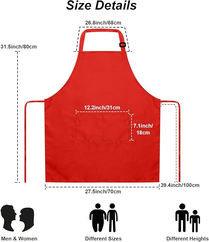 15 Pcs Adult Aprons Bulk with Pockets Adjustable Bib Chef Apron for Women Men Painting Cooking Crafting (S/L) - Image 5